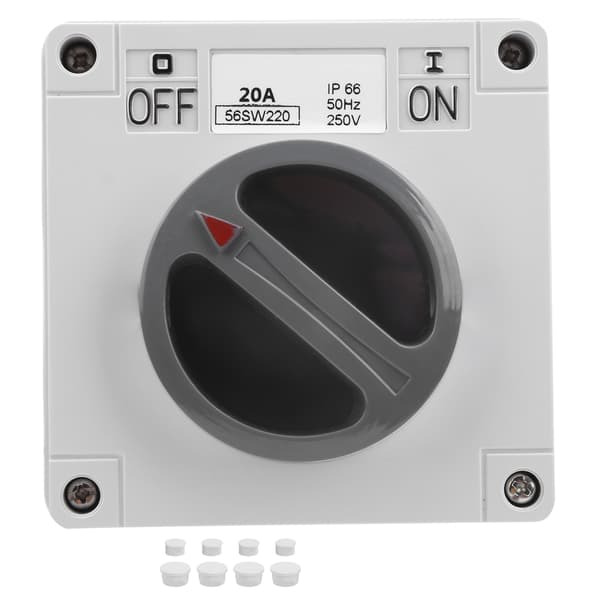 Outdoor Waterproof Switch Socket Dustproof Insulation Rotary On/Off Buttons and Indicators 250V (2P20A)