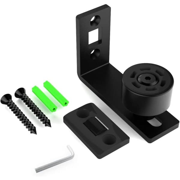 Adjustable Black Floor Guide for Wooden Sliding Door - Compatible with Various Brands