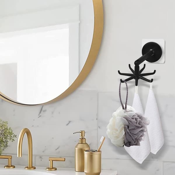 Heavy Duty Adhesive Hooks, Heavy Duty Wall Hooks, Wall Hooks, 360 Degree Rotating Adhesive Hooks, 7 Hooks