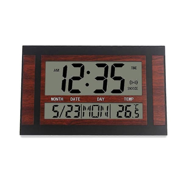Digital Wall Clock LCD Large Digit Time Temperature Calendar Alarm Desk Clock Modern Design