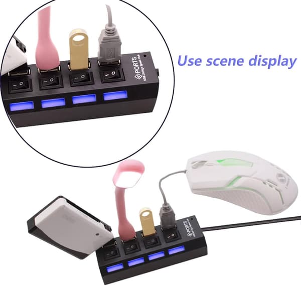 USB 2.0 Hub Multi USB Splitter Hub Brug strømforsyningsadapter USB 2.0 Hub