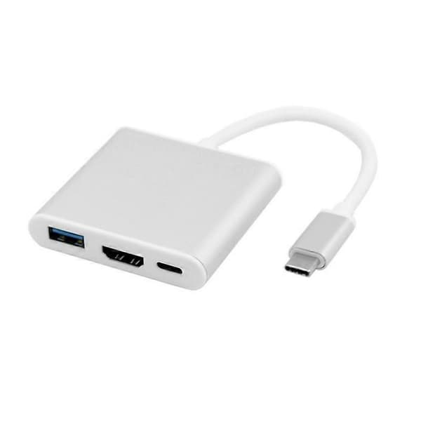 USB Type-C 3.1 til HDMI+USB3.0 OTG+Type-C Hunn Adapter 1080P HD Videooverføringsadapter
