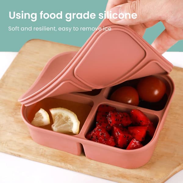 2-pack Stackable Large Silicone Ice Cube Molds with Removable Lids for Cocktail Whiskey Soup Baby Food Easy Release Square Ice Cube Trays Pink