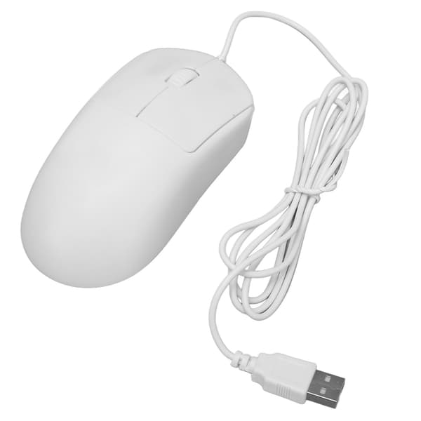 Ergonomisk USB kablet mus - 1200 DPI Optisk, Plug and Play - Hvit