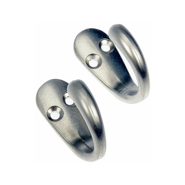 Satin Nickel Single Hook, 2-pack, Includes Mounting Hardware, 10 lb Working Limit