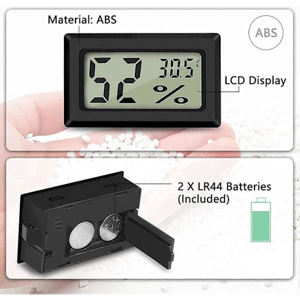 Mini digitalt LCD-termometer hygrometer temperatur luftfugtighed -50~70 10%~99% RH bærbart termometer termo-hygrometer indikator til kontor, køkken m.m.
