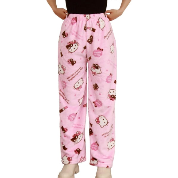 Flannel pajamas, women's trousers, soft kawaii anime comfort - sizeL