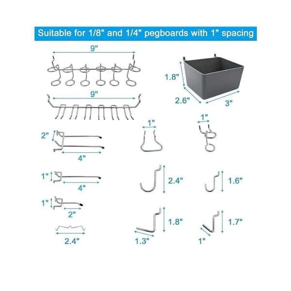 Pegboard Tool Hooks with Bins, Locks, for Organizing Various Tools, 80 Pieces