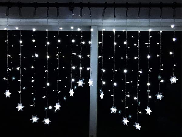 Julegardin Lys Gardiner Lys 3,5m 96 LED Snøfnugg