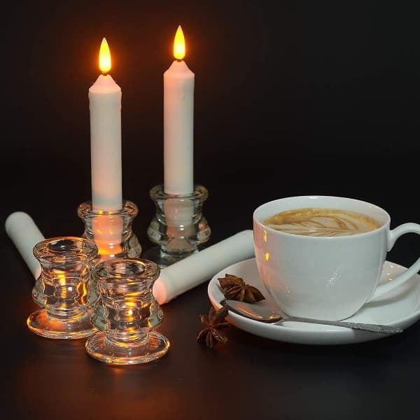 Clear Glass Candle Holders, 2-Pack Pillar Candle Holders