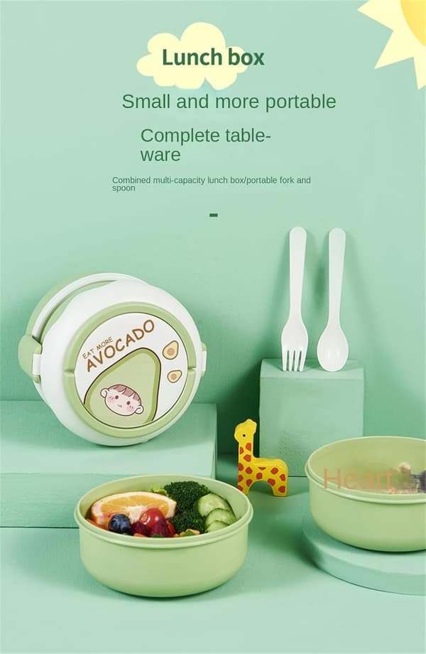 Lunch Box/Bento Box, Stackable Double Layer Design with Handle, Perfect for Office, School and Home