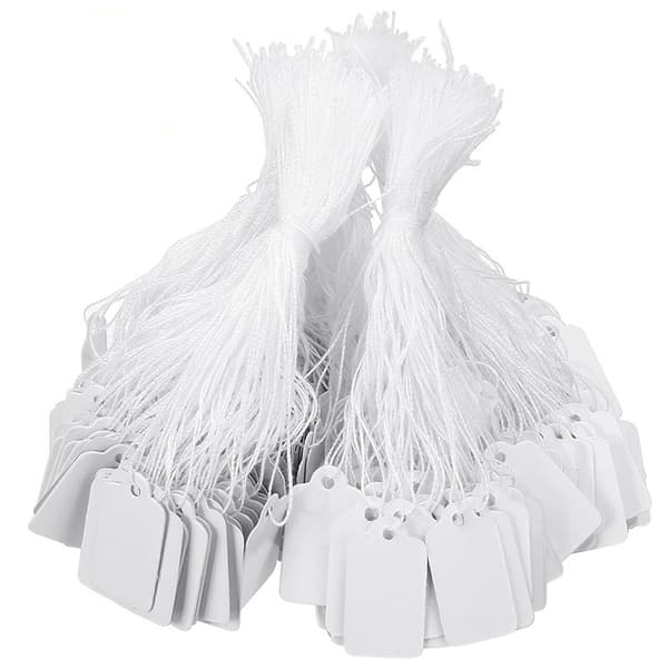 INF 100-pack pappersetiketter / prislappar med snöre Vit 3,5 x 2,2 cm