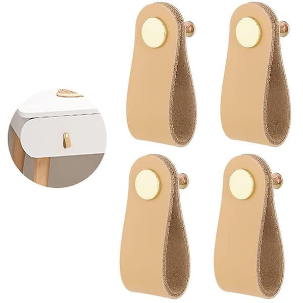 4 st Lådknopp Läderhandtag Modern Skåp Låda Pu