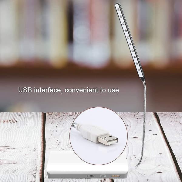 USB LED-lampe - 10 superlyse LED-læselamper - Ingen batterier nødvendige Mobil strømbesparende computerlampe