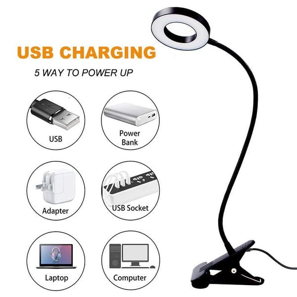 48 LED Desk Lamp with Clamp, 360° Flexible Clamp Lamp Compatible with Reading, 3 Light Modes[LD]