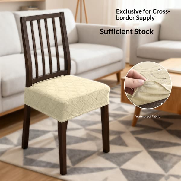 Strekkbart stolbeskyttelse for spisestuestoler, sett med 4, stolbeskyttelse for spisestuestoler (beige)