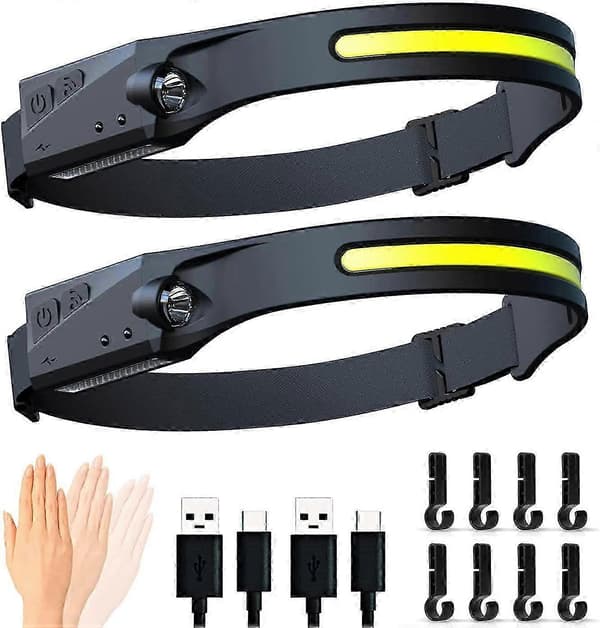 Gobeam LED Headlamp 2-pack 350 Lumen USB Rechargeable Waterproof Sensor Lightweight Running Jogging