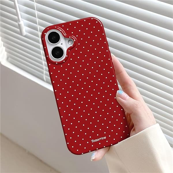 inewateri Compatible with iPhone 17 Pro Case, Cute Modern Dotted Design, Soft TPU Slim Protective Case Red Red iPhone17Pro Red iPhone17Pro