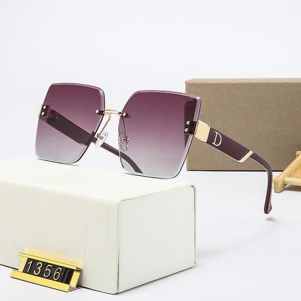 Oversized Rimless for Women - Sunglasses Red