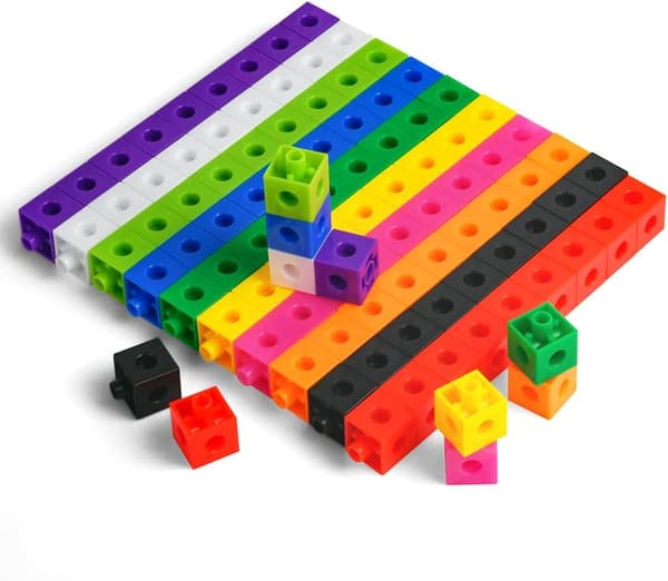 100 Interlocking Math Cubes with 10 Colors, 2cm Counting Blocks