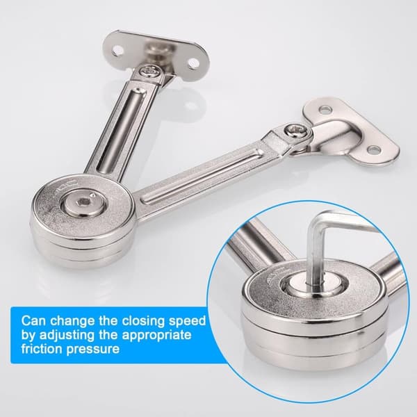 Soft-Close Hinge 2-pack with Screws, Satin Nickel, 18 kg Support for Cabinets & Toy Boxes