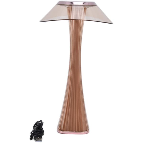 Small Waist LED Table Lamp Soft Dimmable Reading Lamp Touch USB Charging Decorative Light (Rose Gold 2784384)