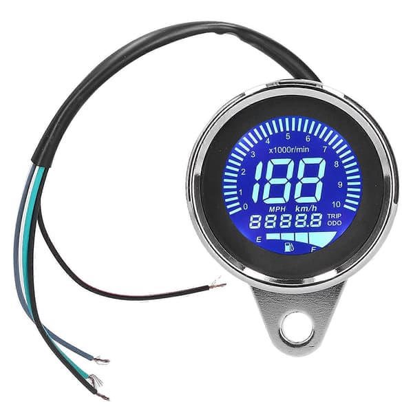Speedometer 0-160KM/H LCD Digital LED Speedometer for Motorcycle 12V DC Retro Chrome Style