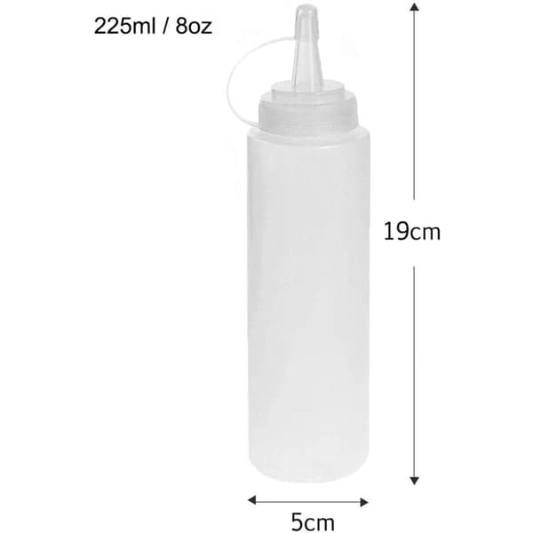 (6-pack) 250 ml Plastflaskor med Trycklock - Perfekta Mätflaskor och Såsdispensrar för Ketchup, Majonnäs, BBQ-sås - Transparenta Flaskor för