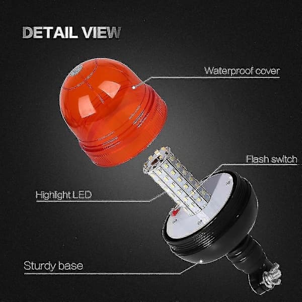 NA/Rotating Warning Light 60 LED Amber Rotating Flashing Light Road Traffic Approved Waterproof