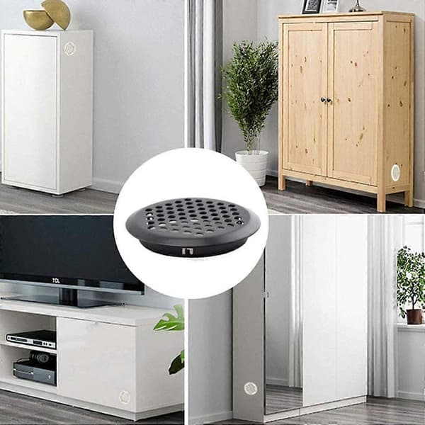 Ventilationsgitter i rustfrit stål, rund form, til badeværelse og køkken, sort, 2 stk [DB]