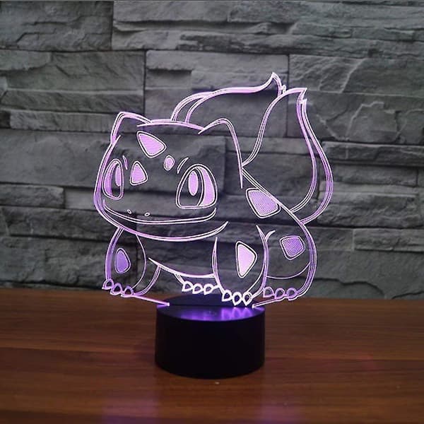 Abstract 3D Bulbasaur Optical Illusion Night Light 7 Colors Changing Touch Switch USB Powered LED AC