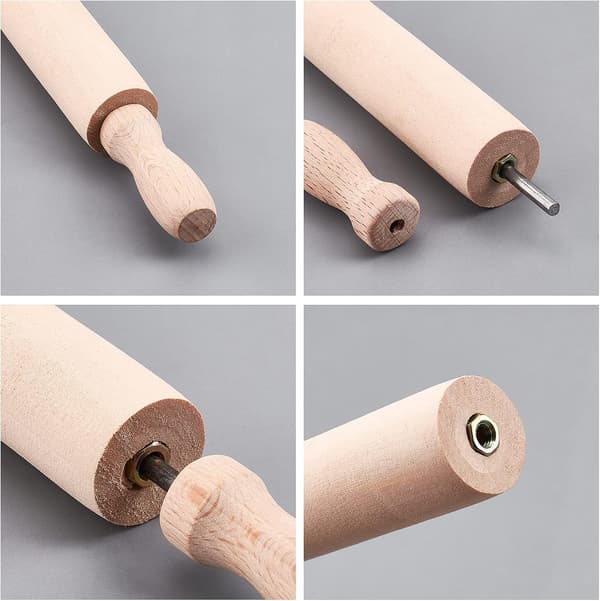 7 pcs mini rolling pin 20x2.55 cm Untreated clay rolling pin Classic empty wooden rolling pin for baking Dough roller Rolling pin Wooden tool