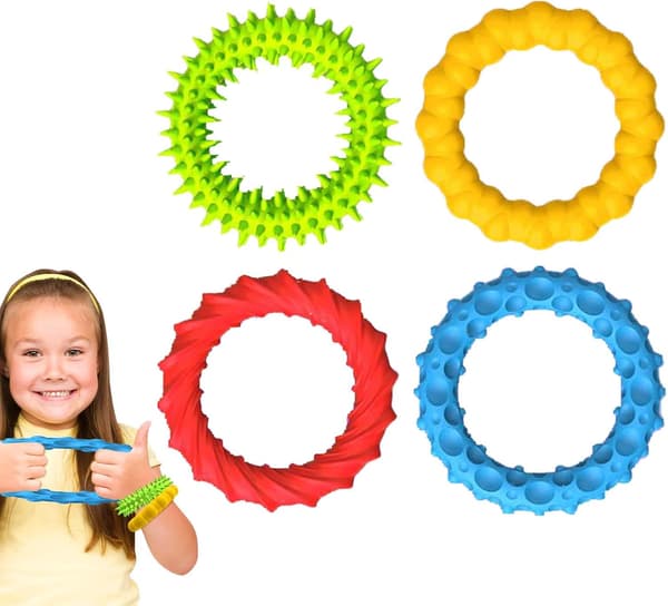 Sensoriske strækbare fidget-bånd til børn - 4-pak