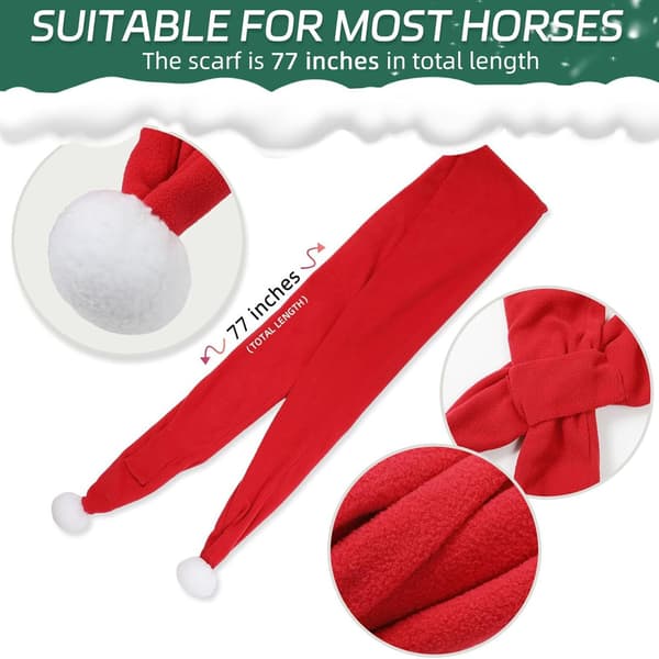 Julefleece-skjerf til hest, rød nisse, ridepynt, juleparade