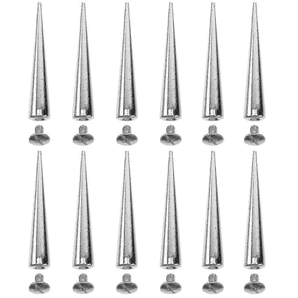 10 pcs Solid Punk Bullet Large Spikes Metal Leather Rivets Diy Silver Cone Studs