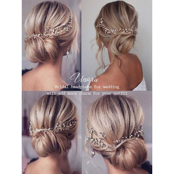 Kristall-Rhinestone Bruddiadem för Kvinnor och Flickor (Silver)