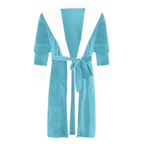 Damfleecerock med bälte med fickor Fuzzy plysch badrock Lös långärmad morgonrock, färg: blå, storlek: L