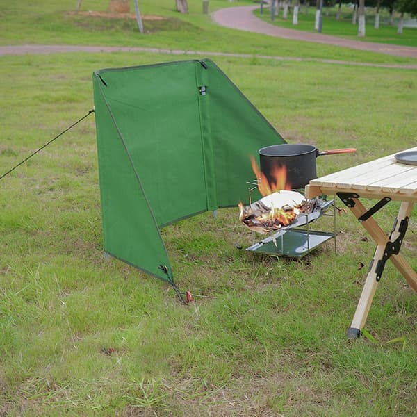 1 sett grønn vindskjerm for utendørs camping