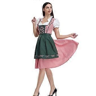 Oktoberfest Ølservitrice Kostume Dame Bayersk Traditionel Dirndl Kjole Karneval (M Mørkegrøn)