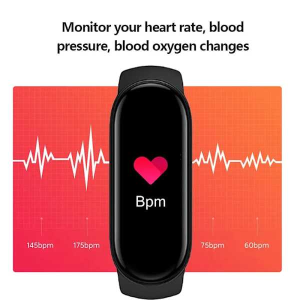 Sport Smartwatch Blodsyremätning Pulsmätare Helskärm Sport Lång Batteritid Smartband för Apple och Android Black