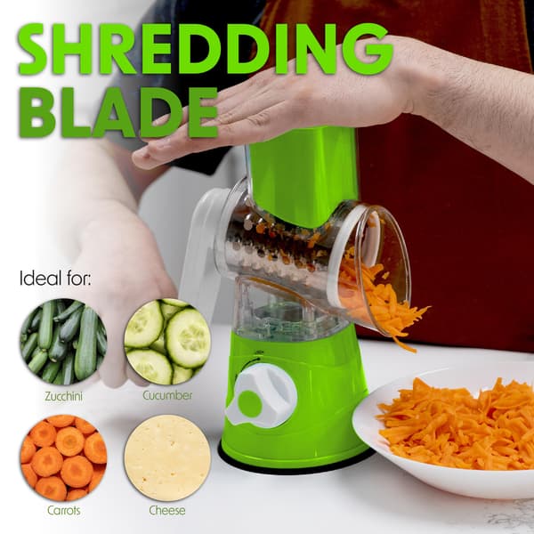 Rotating Cheese Grater Cheese Shredder - Manual Cheese Grater with Handle, Vegetable and Fruit Slicer, Nut Grinder, 2 Drum Blades