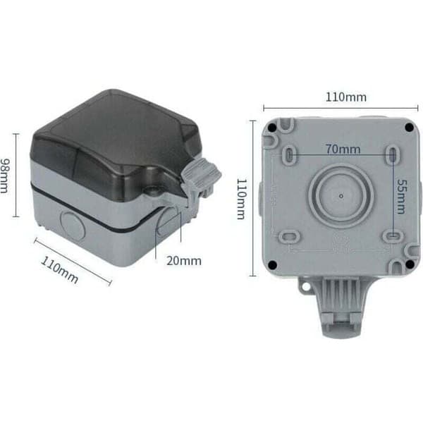 IP66 Outdoor Splash-proof Single Row Rainproof Plug-in Box Waterproof Outdoor Socket, One Hole