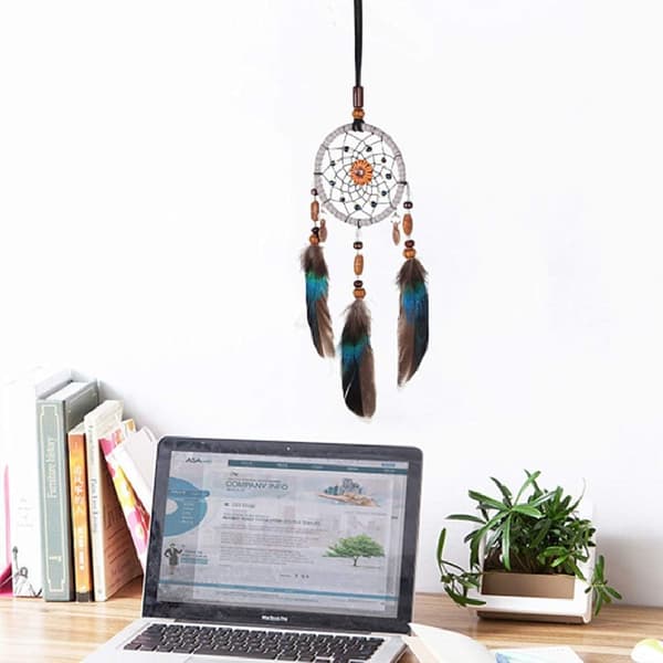 Dream Catcher Wind Chimes Small Boho Charms Handmade Feathers for Car Hanging Decorations