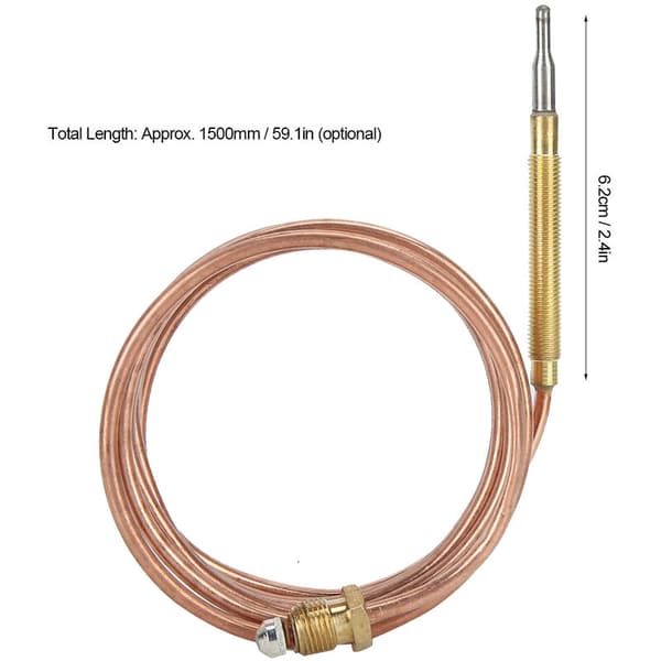 Gasskomfyr Termoelementsett Varmeapparat Sikkerhetsutstyr Temperatursensor Sonde med Mutter 1500mm