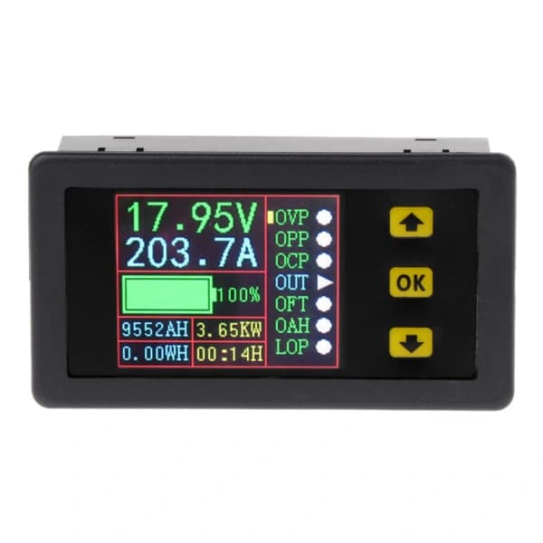 Digitalt multimeter Opladnings-afladnings batteritester til DC 0-90V 0-20A Volt Amp M