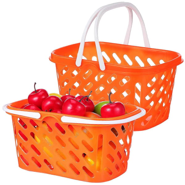 Handlekurv Bærbar Dagligvarekurv for Shopping 2 stk ABS Oransje