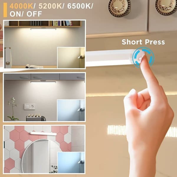 Dimmable LED wardrobe lamp 34 cm with remote control, touch and rechargeable wall lamp, adjustable LED strip under cabinet wireless kitchen with