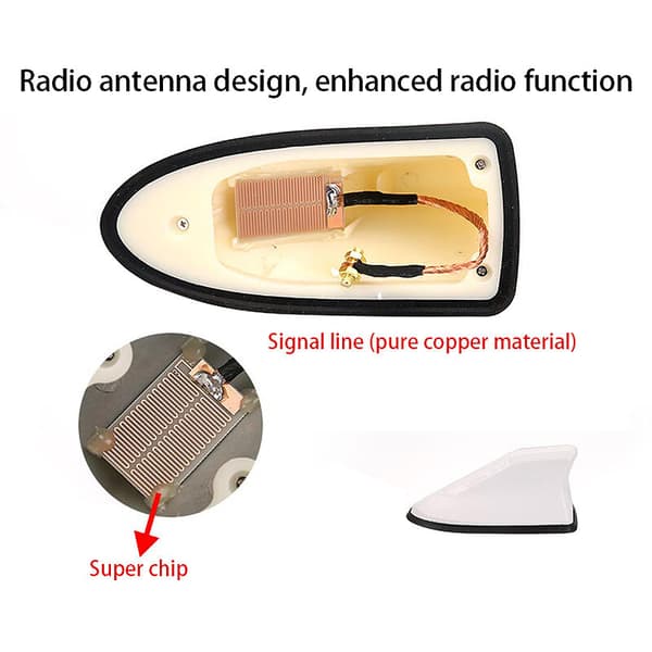 Bil Fin Antennmodifiering Antenn Svans Andra Generation Special med Radiosignal Fri Stämpling-Vit