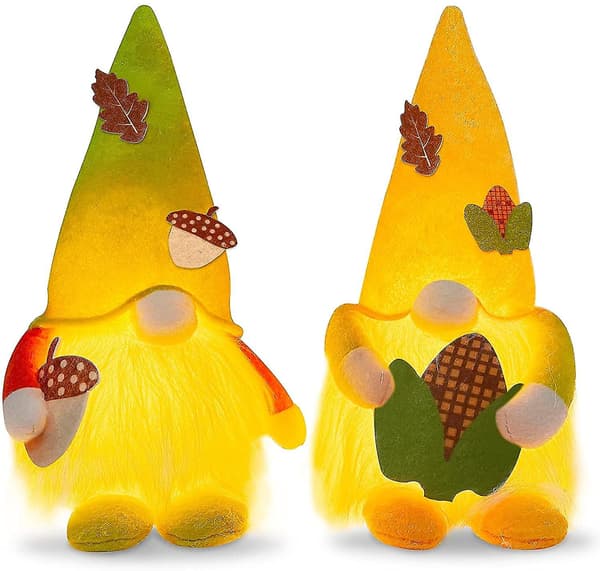 Plys Elf Tomte Nisser Dukke Lys 2stk