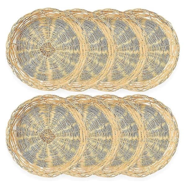 8-pack Bambu Papperstallrikshållare, 25 cm Återanvändbara för Middagstallrikar Handvävda Korg Papper Pla